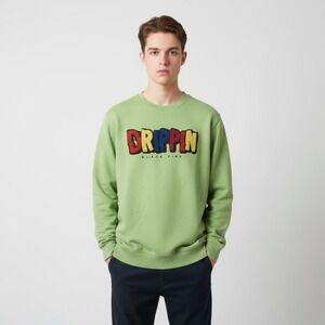 Black Pike‎ Drippin Crewneck Sweatshirt Pullover Green Streetwear Mens Large